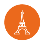 Ícono del idioma francés en el Centro de Idiomas CLUA de la Universidad de América