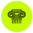 Ícono de columna clásica, símbolo del patrimonio cultural y la historia institucional.